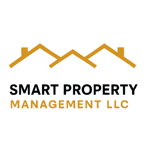 Smart Property Management LLC logo with stylized golden rooftops